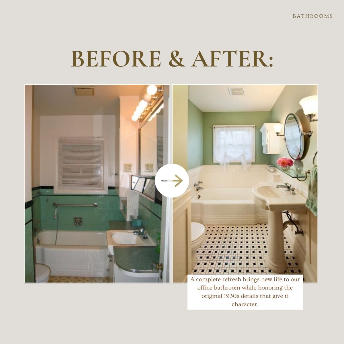Bathroom before and after transformation