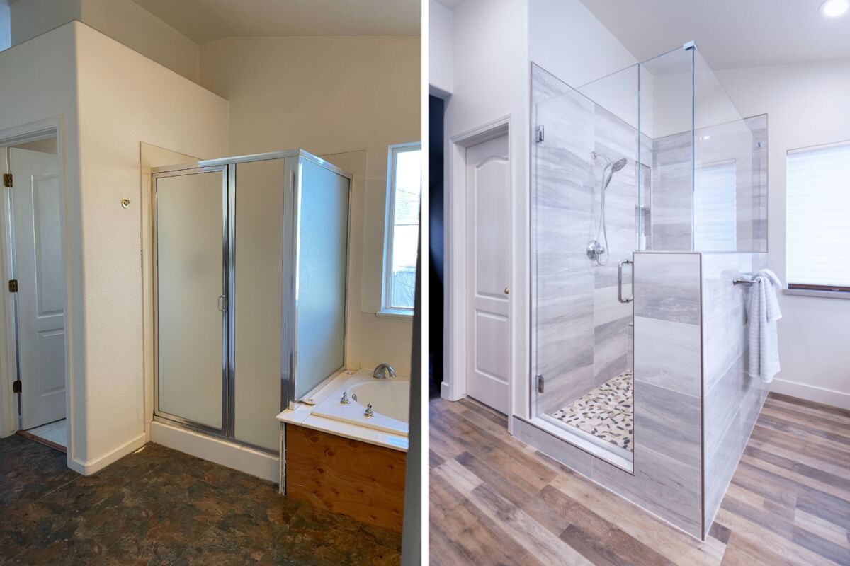 Spa bathroom before and after