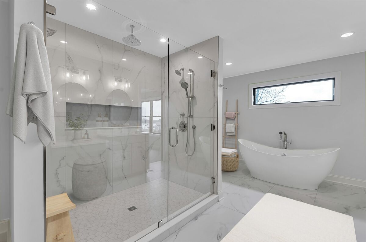 Luxury master bathroom with walk-in shower
